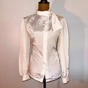 White Blouse with Tie Neck
